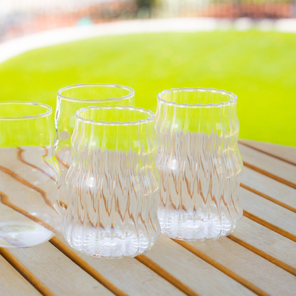Ribbed Clear Glass Cups